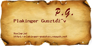 Plakinger Gusztáv névjegykártya